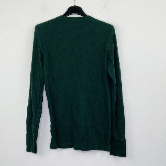 American Eagle Men's XS T-Shirt Green Long Sleeve Logo Graphic Rib Knit Tee BX30 - Picture 4 of 4